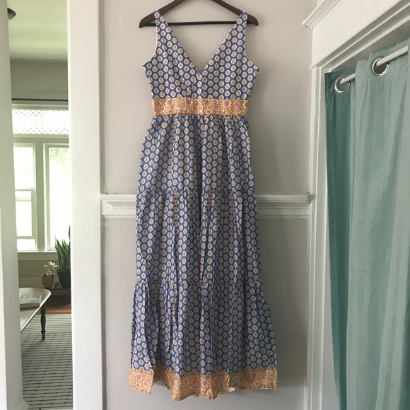 J. Crew Dresses J Crew Tiered Maxi Dress In Royal Block Print